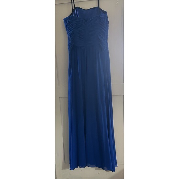 Laundry by Shelli Segal Women Blue Chiffon Twist Front Full Gown Dress Sz 8 - Picture 6 of 10